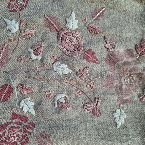 NWT Vintage Casual Corner 100% Linen Fully Lined Floral Embroidered Skirt 12 - Picture 3 of 9